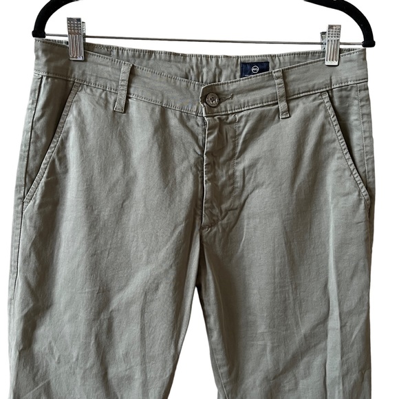 Ag Adriano Goldschmied Lux Khaki Tailored Trousers Mens Straight Leg Lt Green 31 - Picture 3 of 11